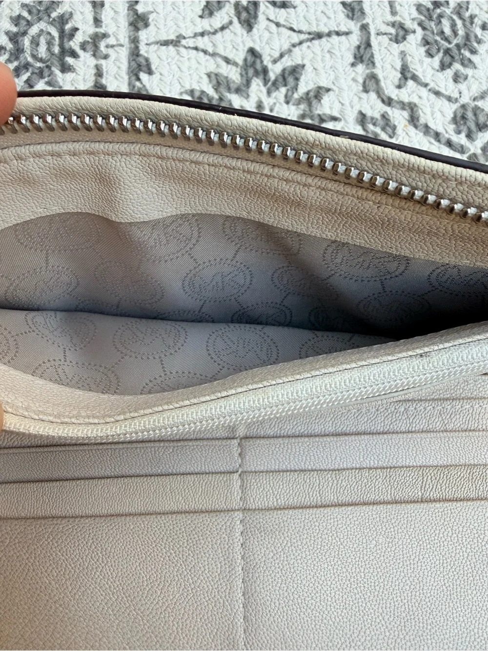 Michael Kors Neutral Beige Leather Zip-Around Wallet with Logo Charm